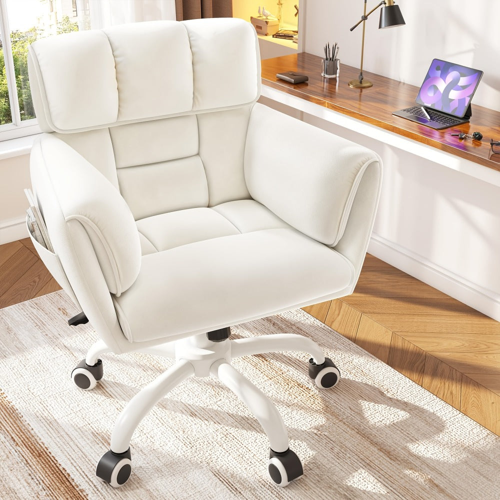 Upholstered Vanity Chair with Adjustable Height and Rolling Wheels detail image - detail view 5