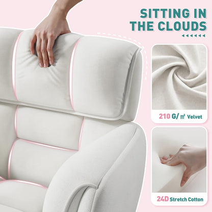 Upholstered Vanity Chair with Adjustable Height and Rolling Wheels detail image - detail view 6