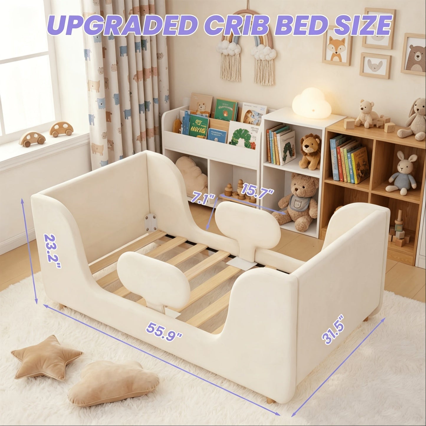 Toddler Bed Frame shown in the Cream option