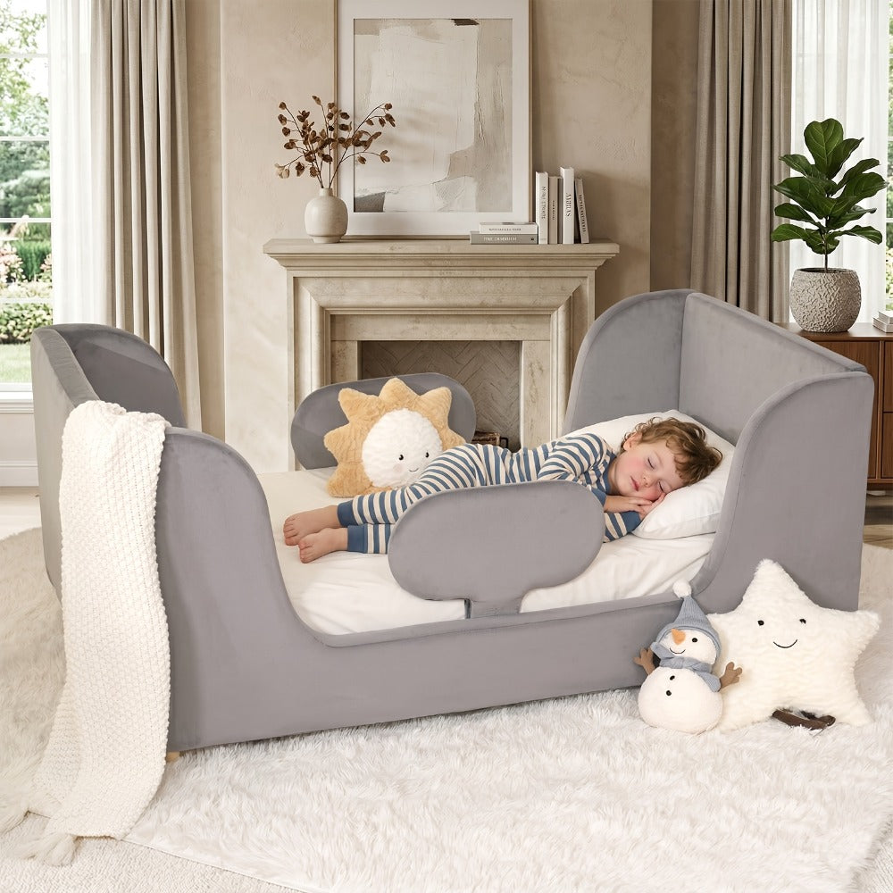 Upholstered Velvet Toddler Bed Frame for Kids' Room and Bedroom detail image - detail view 10