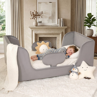 Upholstered Velvet Toddler Bed Frame for Kids' Room and Bedroom detail image - detail view 10