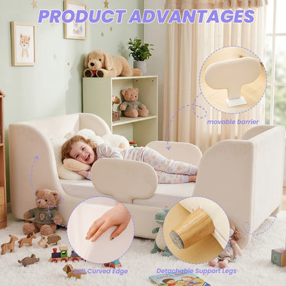 Upholstered Velvet Toddler Bed Frame for Kids' Room and Bedroom detail image - detail view 6