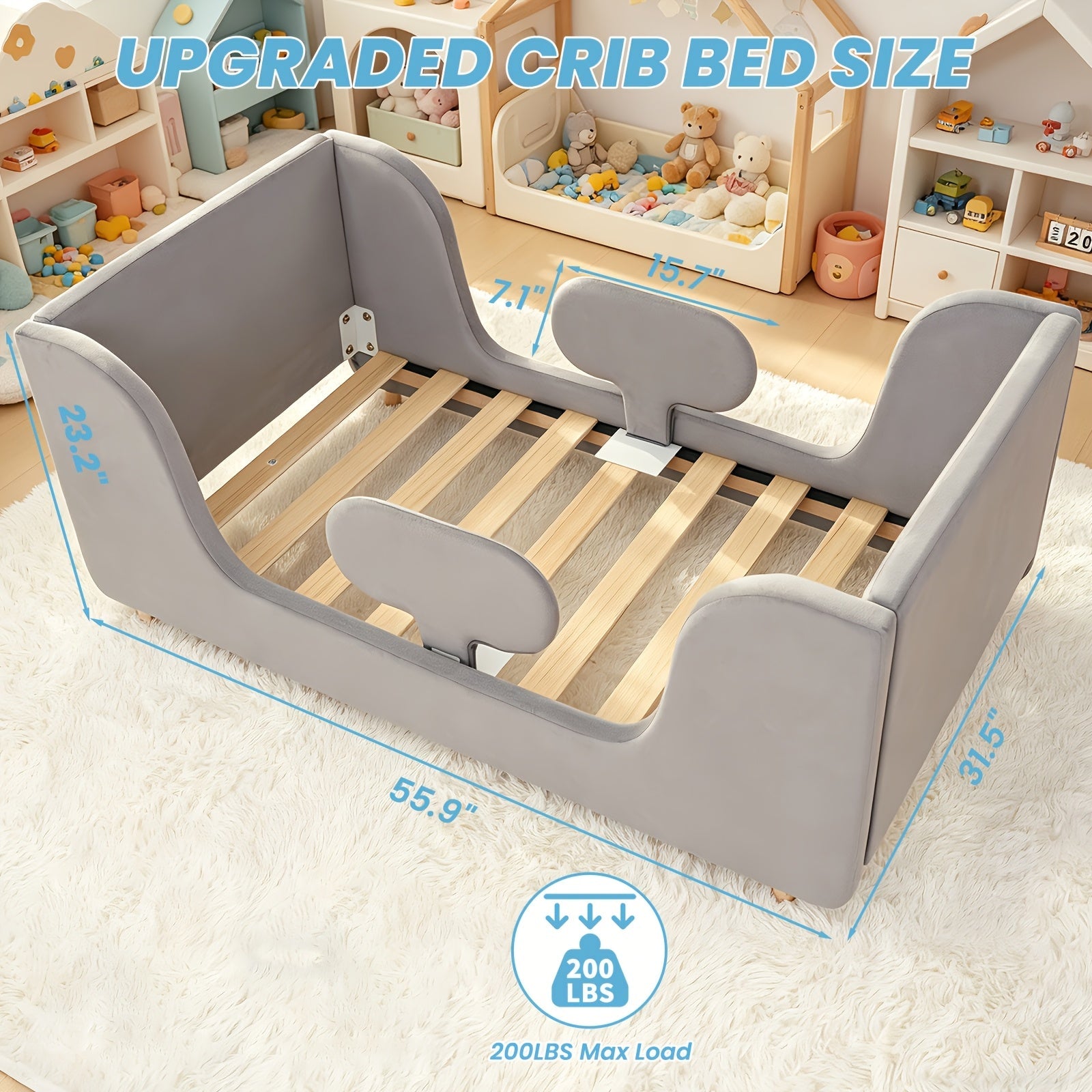 Toddler Bed Frame shown in the Grey option
