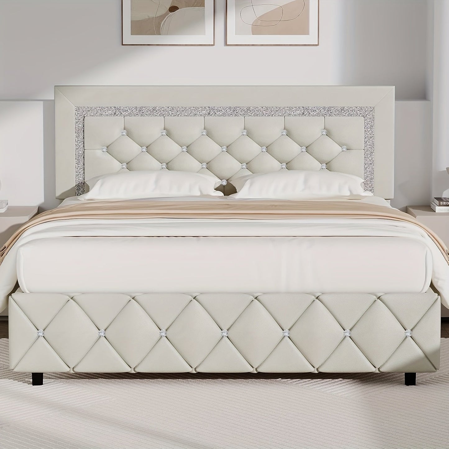 Bed Frame shown in the Beige, Full option