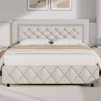 Bed Frame shown in the Beige, Full option
