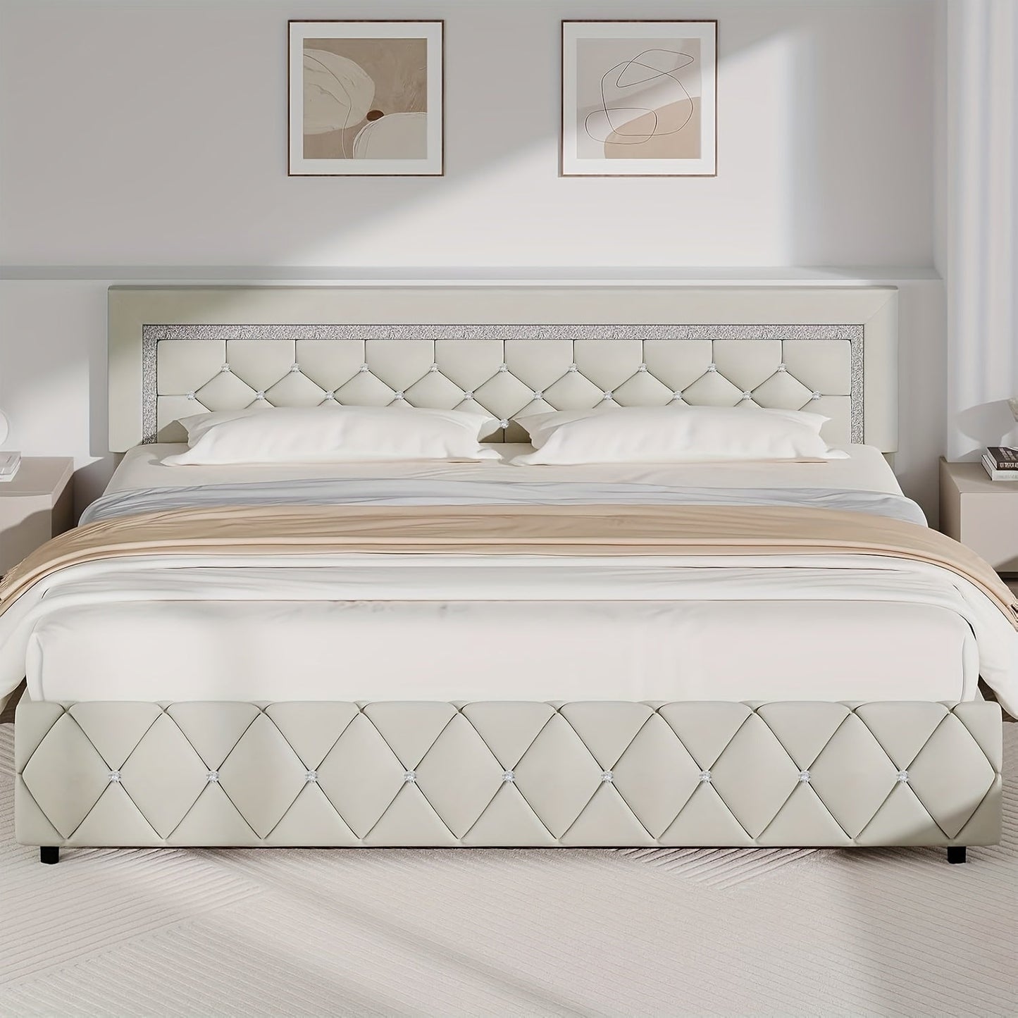 Bed Frame shown in the Beige, King option