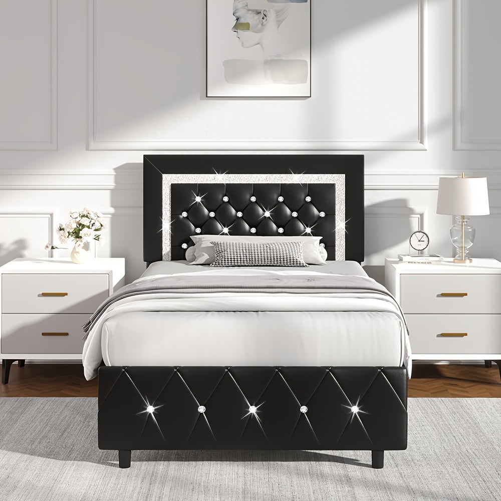 Bed Frame shown in the Black, Twin option