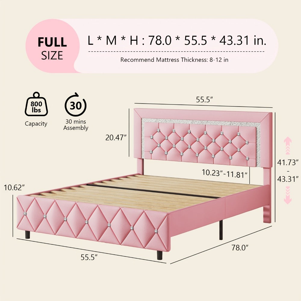 Upholstered Wood Bed Frame with No Box Spring Needed and Memory Foam detail image - detail view 10