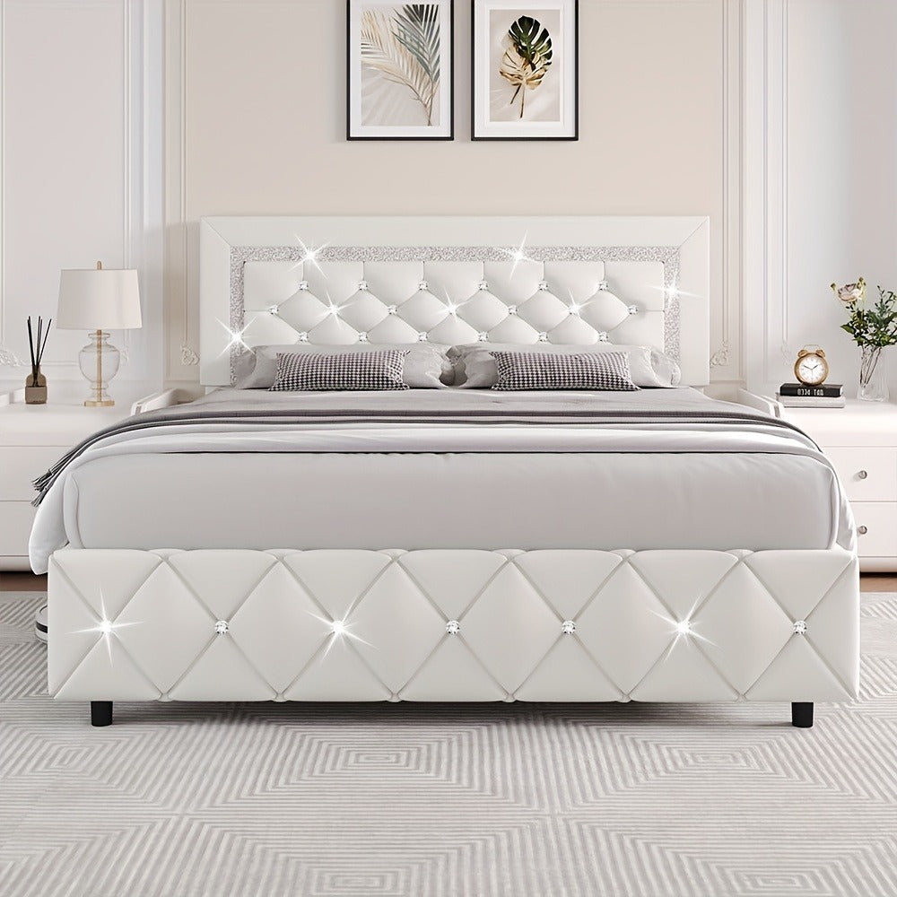 Upholstered Wood Bed Frame with No Box Spring Needed and Memory Foam detail image - detail view 11