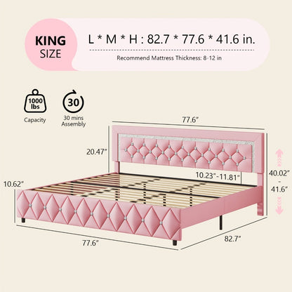 Upholstered Wood Bed Frame with No Box Spring Needed and Memory Foam detail image - detail view 12
