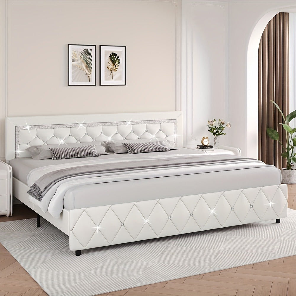 Upholstered Wood Bed Frame with No Box Spring Needed and Memory Foam detail image - detail view 13