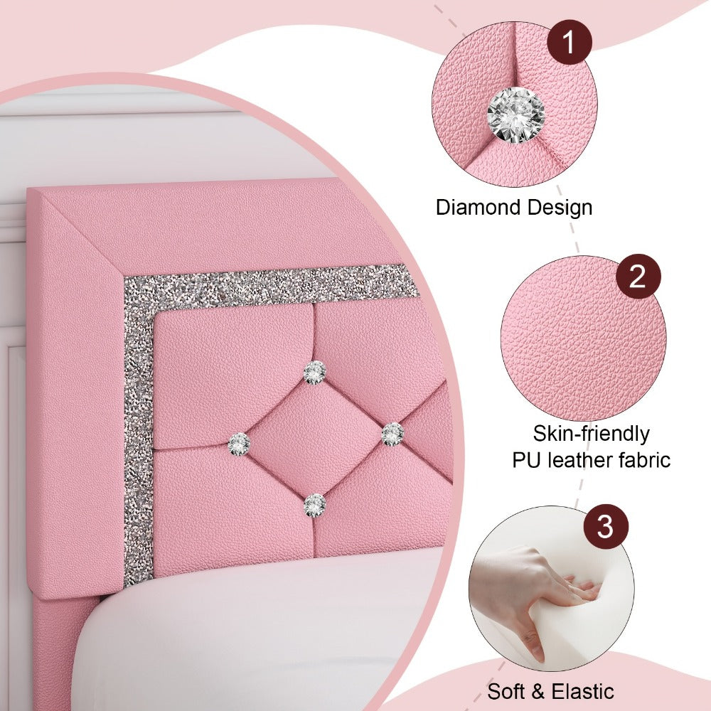 Upholstered Wood Bed Frame with No Box Spring Needed and Memory Foam detail image - detail view 14