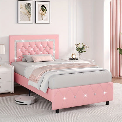 Upholstered Wood Bed Frame with No Box Spring Needed and Memory Foam detail image - detail view 15