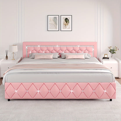 Upholstered Wood Bed Frame with No Box Spring Needed and Memory Foam detail image - detail view 18