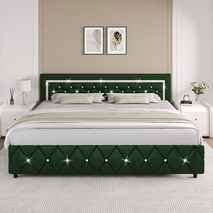 Upholstered Wood Bed Frame with No Box Spring Needed and Memory Foam detail image - detail view 21