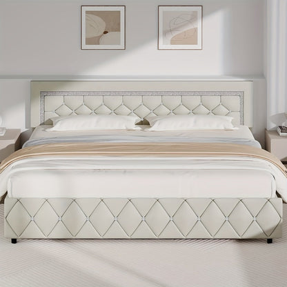 Upholstered Wood Bed Frame with No Box Spring Needed and Memory Foam detail image - detail view 27