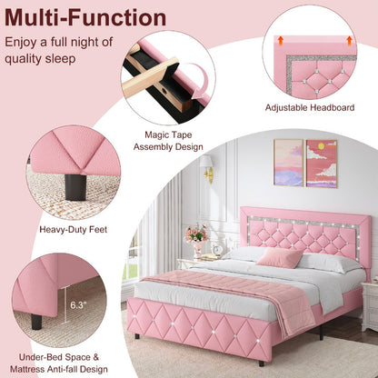 Upholstered Wood Bed Frame with No Box Spring Needed and Memory Foam detail image - detail view 28