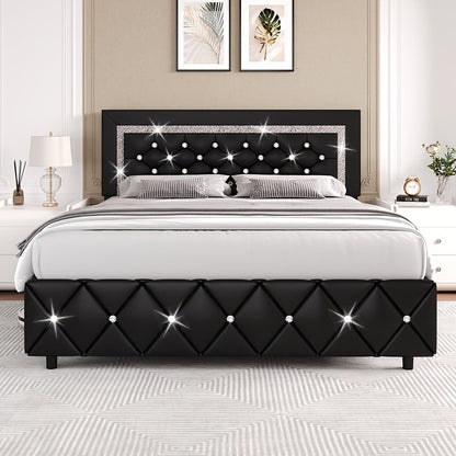 Upholstered Wood Bed Frame with No Box Spring Needed and Memory Foam detail image - detail view 5