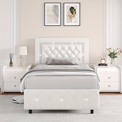 Upholstered Wood Bed Frame with No Box Spring Needed and Memory Foam detail image - detail view 9
