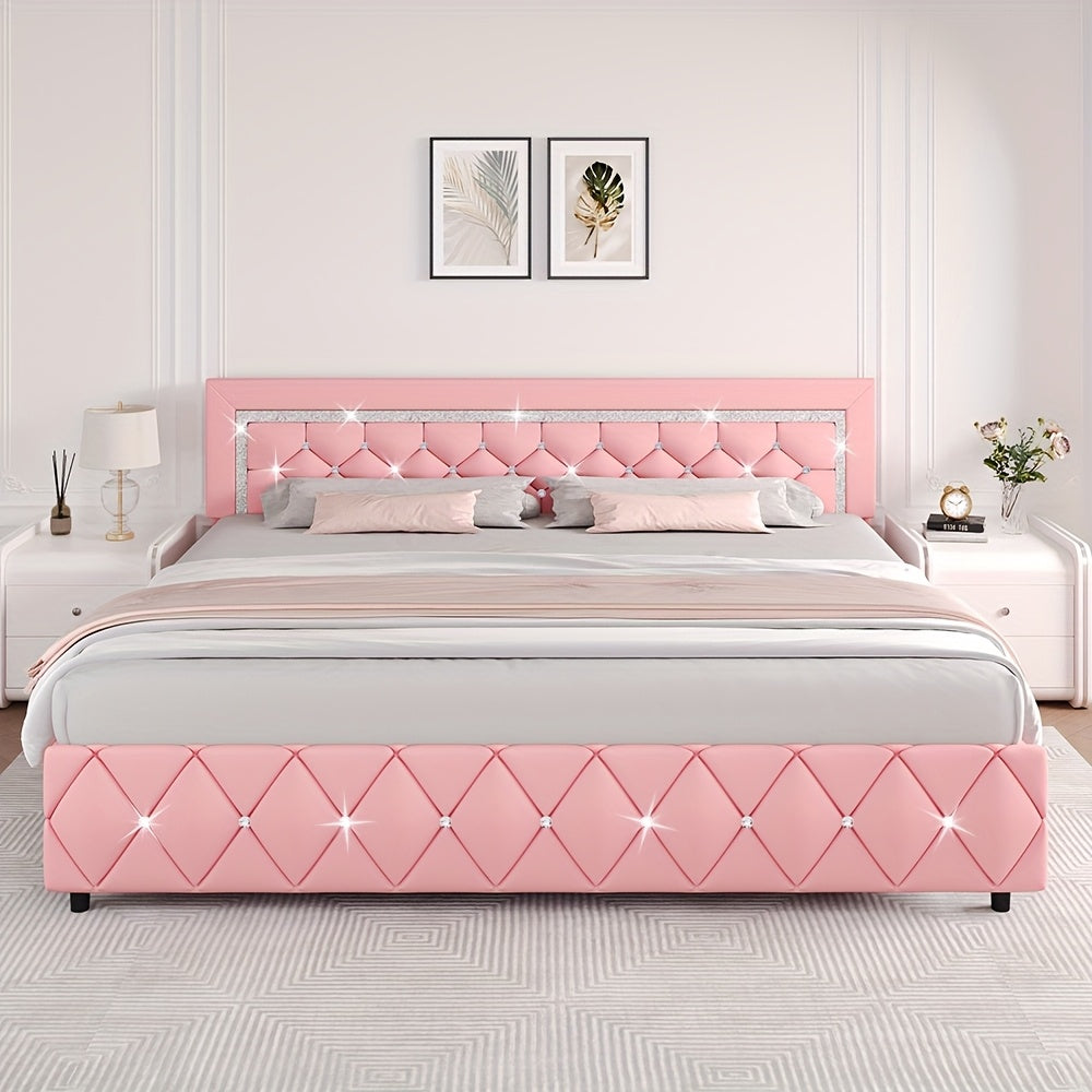 Bed Frame shown in the pink, King option