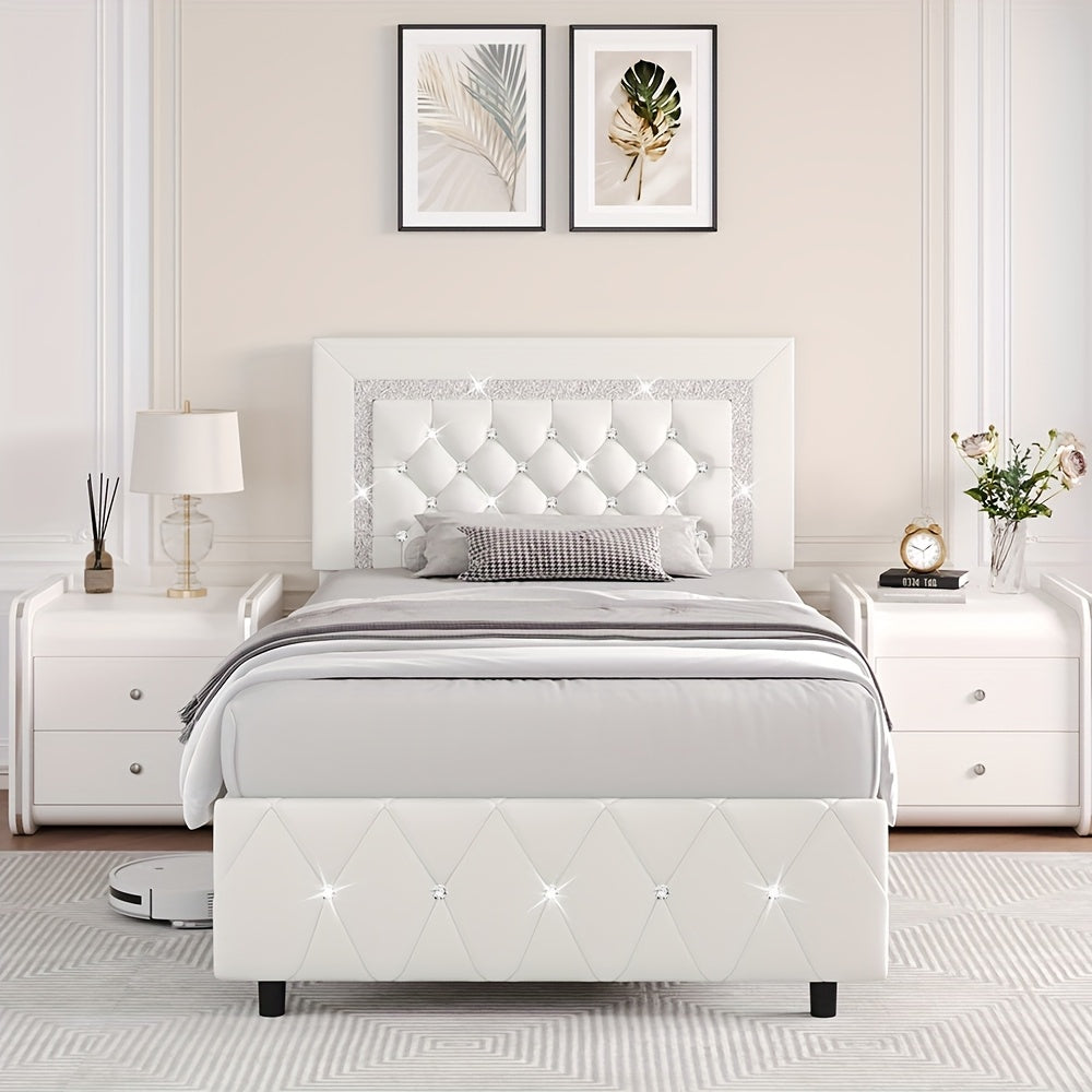 Bed Frame shown in the White, Twin option