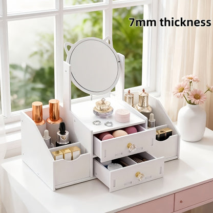 Vanity Mirror with Storage shown in the White, Large upgraded version option
