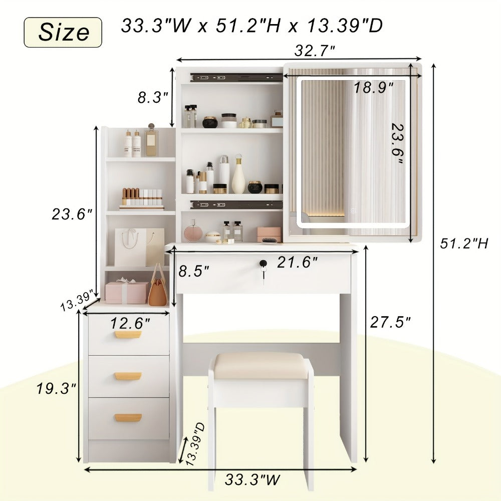 Vanity Tables with Storage Drawers and LED Lighting for Bedroom detail image - detail view 3