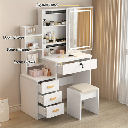 Vanity Tables with Storage Drawers and LED Lighting for Bedroom detail image - detail view 5