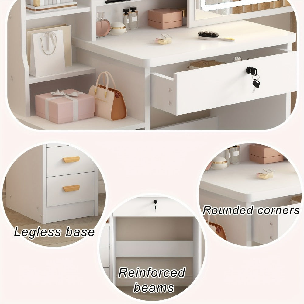 Vanity Tables with Storage Drawers and LED Lighting for Bedroom detail image - detail view 7