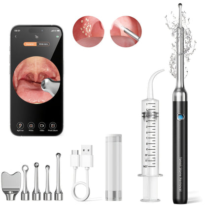 Intelligent Visual Tonsil Stone Removal Kit – 1080P HD Camera, 6 LED Lights, Wi-Fi & App Connection, Multi-Accessory Oral Inspection Tool for All Ages