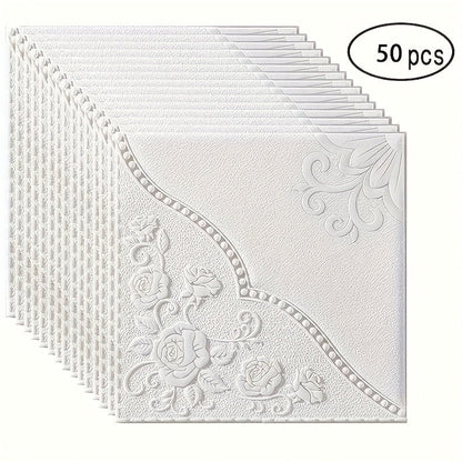 Peel and Stick Tile Stickers 13.78x13.78in Self-Adhesive Glam Plaid Pattern Wall Tiles for Kitchen Bathroom Living Room – 50pcs PVC Waterproof Removable Backsplash Decor