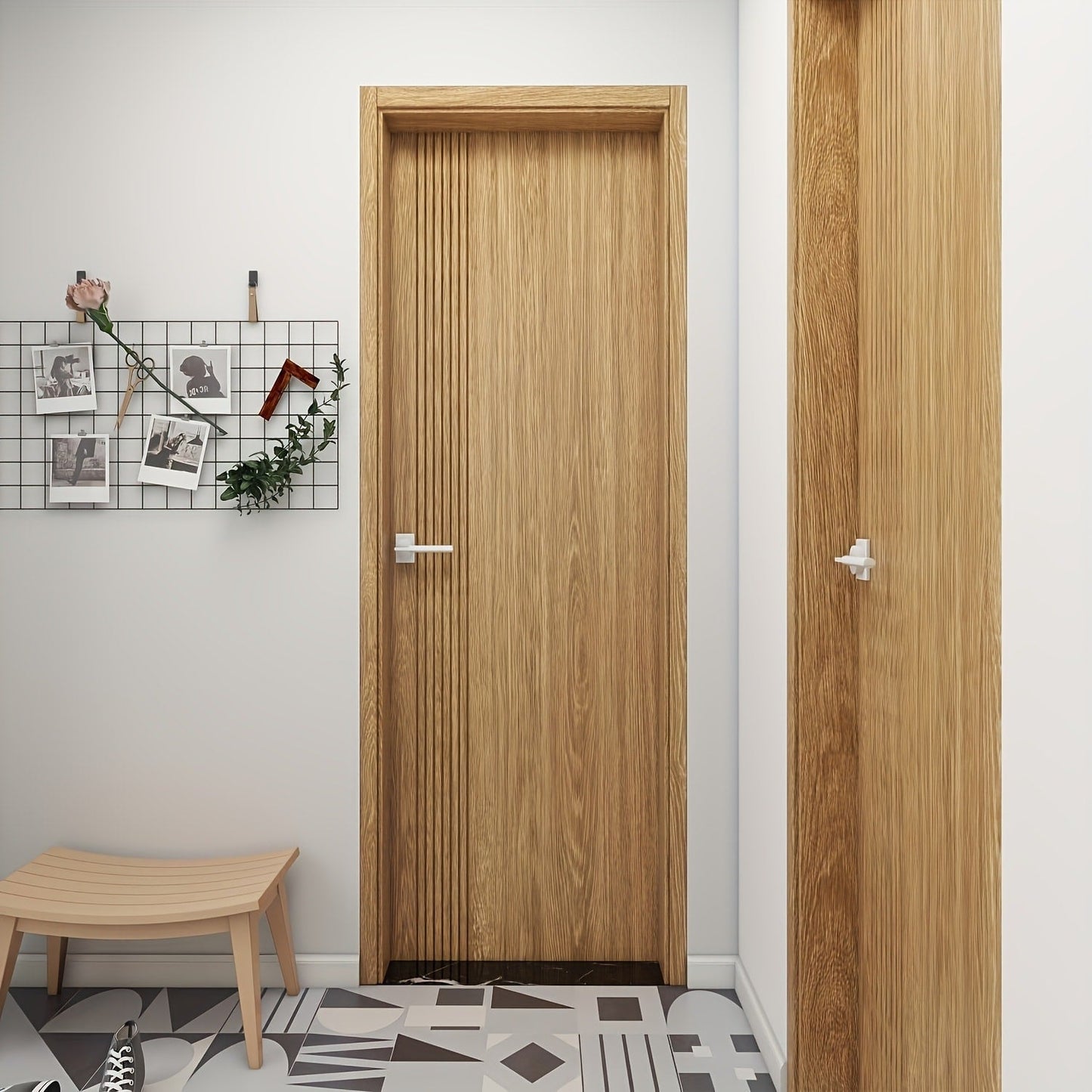 Wood Grain Door Sticker Self-Adhesive Removable Peel & Stick Door Wrap Film Waterproof Vinyl Decal for Interior Door Renovation Home Decor Room Makeover Easy Install