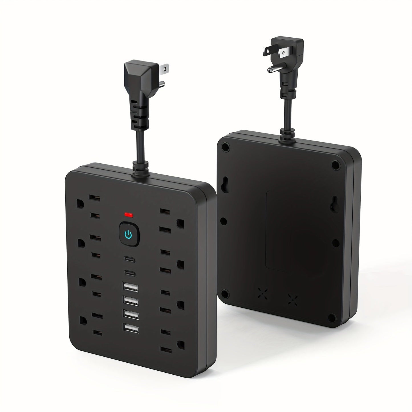 Power Strip Surge Protector 14-in-1 with 8 AC Outlets, 4 USB & 2 Type-C Ports – Flat Plug Space-Saving Extension Cord, Compact Multi-Plug Outlet Expander for Home Office Desk & Kitchen