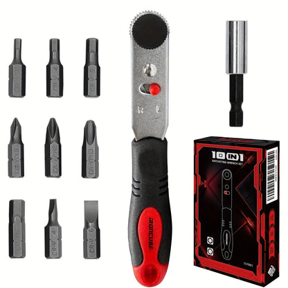 Ratchet Angle Screwdriver Set 10-in-1 & 16-in-1 – Magnetic Multi-Bit Right Angle Screwdriver for Tight Spaces, DIY, Bike Repair & Home Maintenance, Compact Flexible Tool Kit