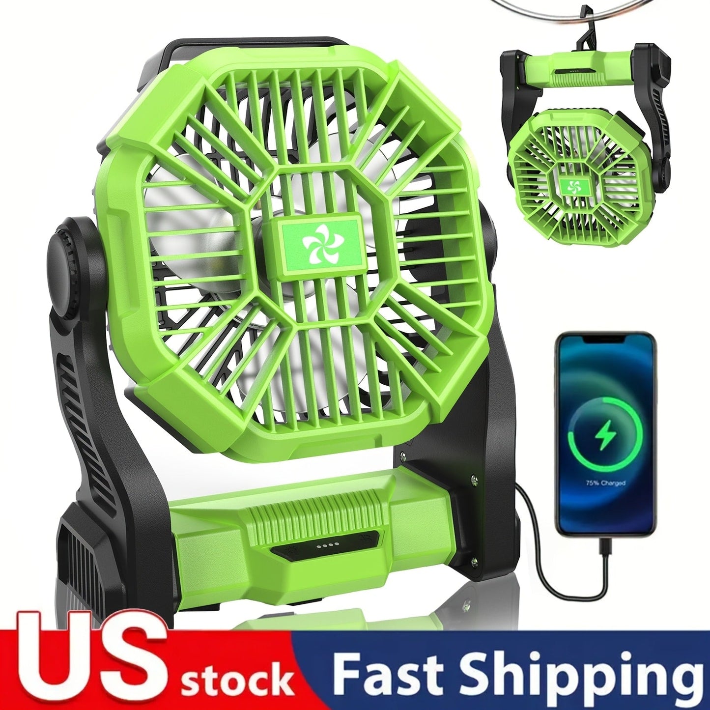 Camping Fan with LED Lantern, 3-in-1 Battery Powered Portable Fan Light for Tent Outdoor, Rechargeable Electric Fan with Timer 360° Rotation, for Camping Hiking Barbecue Travel Emergency