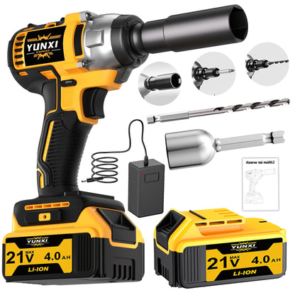 21V Cordless Impact Wrench Kit High Torque Brushless with 4000mAh Rechargeable Battery – Wireless Power Wrench Driver for Car Motorcycle Repair, DIY Home Projects, Gift for Mechanics & Men