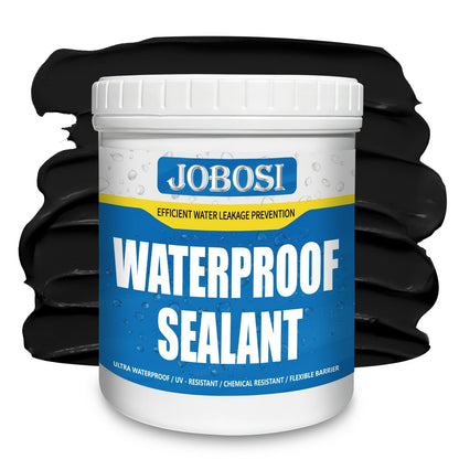 Waterproof Sealant Liquid Glue 32oz 1KG Leak Repair Agent – Indoor Outdoor Waterproof Coating for Roof Basement Wall Pipe Crack Sealing, Transparent & Black, Strong Adhesive Waterproof Repair Glue