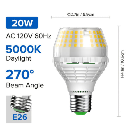 A19 LED Light Bulb 20W 3000 Lumens 250W Equivalent High Brightness Non-Dimmable – E26 Base 270 Degree Beam Angle 25000H Lifespan, 5000K Daylight & 3000K Warm White for Home Office Indoor Lighting