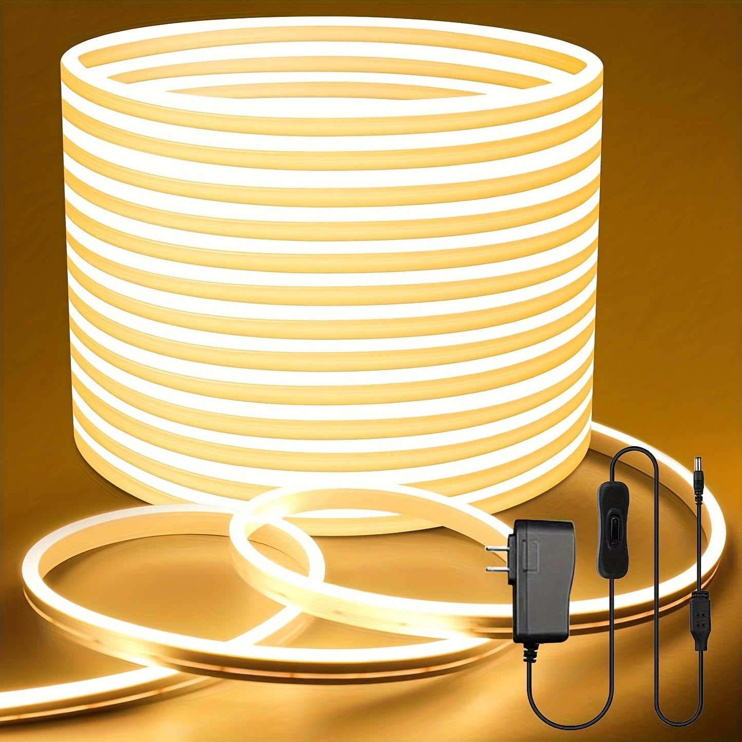 Neon LED Strip Lights 10m 32.8ft IP65 Waterproof with Power Adapter, 24V Flexible Neon Light Strip in White, Warm White, Ice Blue & Pink, for Bedroom, Living Room, Kitchen, Staircase, Indoor & Outdoor Decor