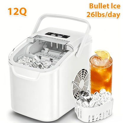 Ice Maker Machine – Nugget Ice & Bullet Ice Countertop, 26-35 Lbs Daily, One-Button Operation, Self-Cleaning, Portable Ice Maker with Ice Scoop for Home, Kitchen & Office