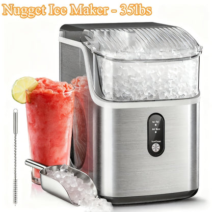 Chewable Ice Maker Countertop – 35 Lbs Nugget Pebble Ice or 26 Lbs Bullet Ice, Self-Cleaning, Includes Ice Scoop & Basket, Perfect Holiday Gift for Home, Kitchen, Easter, Halloween & Christmas