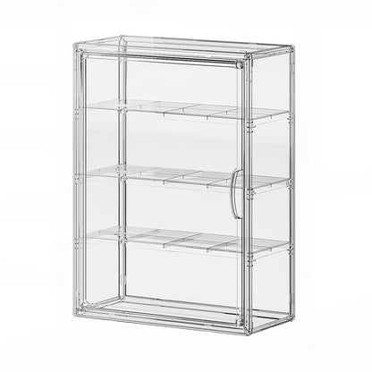 Acrylic Display Case Wall Mounted 4 Tiers – Clear Figure Display Cabinet with 3 Adjustable Dividers, Magnetic Door & Dust-Proof Design for Action Figures, Collectibles, Funko Pop, Toys & Models