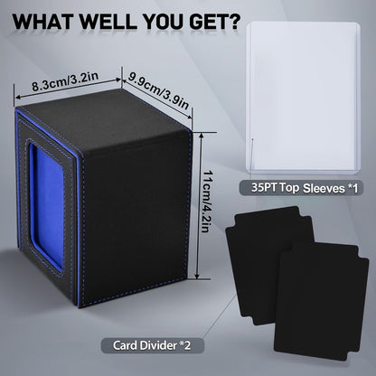 Deck Box Trading Card Storage 100 Double Sleeved Cards Commander Window Display – TCG MTG Pokemon EDH Sports Card Organizer 5 Colors
