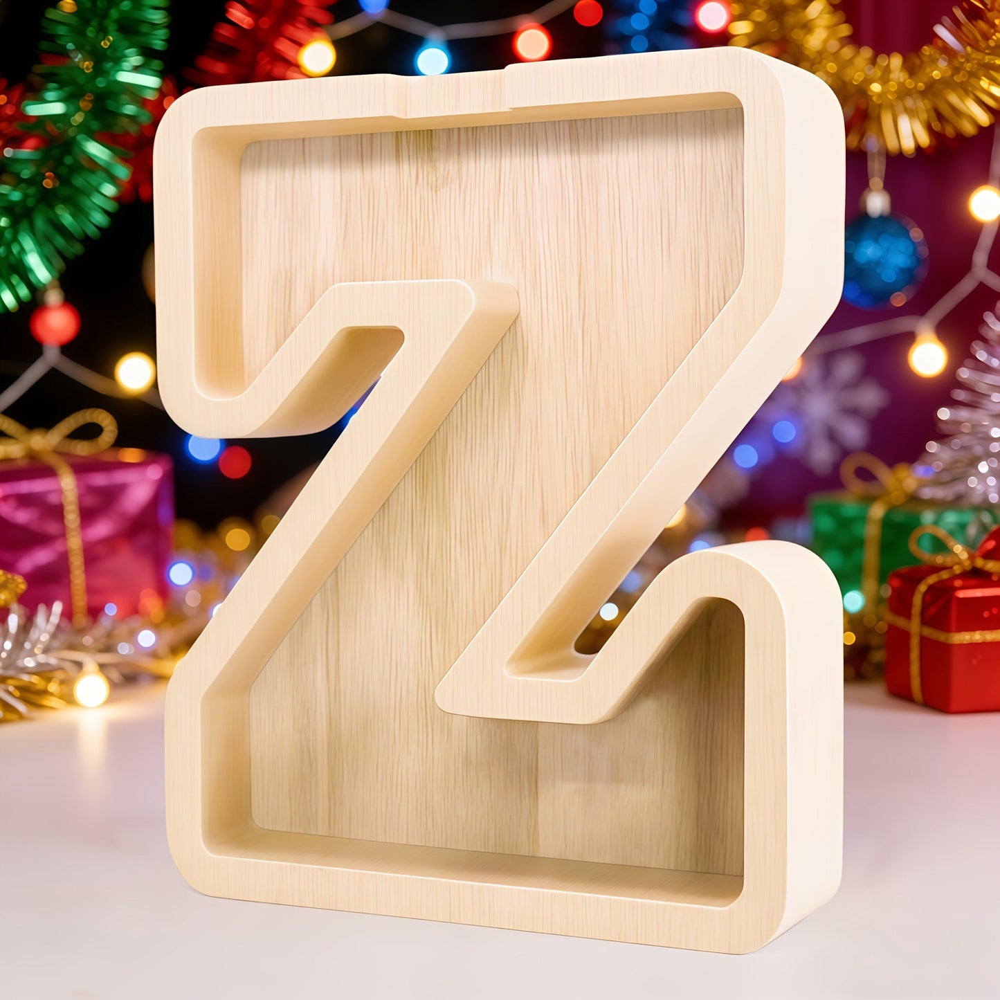 Alphabet Letter Piggy Bank A-Z Wooden Coin Bank Large Capacity Transparent – Personalized Savings Box for Kids | Back to School, Christmas & Birthday Gift