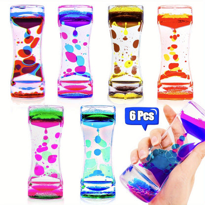Liquid Motion Bubbler Timer 6 12 Pack Sensory Fidget Toys for Kids Adults, Colorful Liquid Hourglass Desk Toy for Stress Relief, Party Favors Classroom Prizes Christmas Stocking Stuffers for Boys Girls