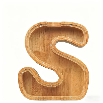 Personalized Wooden Piggy Bank for Kids – A-Z Alphabet Letter Initial Coin & Bill Savings Bank for Boys & Girls, Toddlers to Big Kids | Birthday Christmas Baby Shower Gift | Financial Literacy Toy & Room Decor