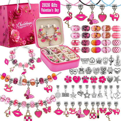 Bracelet Making Kit for Girls & Women – DIY Unicorn Mermaid Jewelry Craft Set with Portable Jewelry Box, Handmade Beaded Bracelet, Birthday Christmas Valentine's Day Graduation Gift