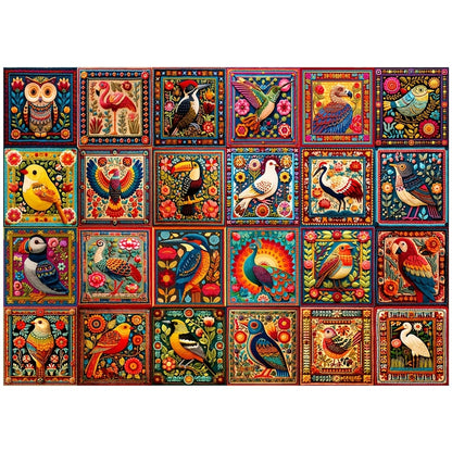 1000 Piece Bird Puzzle for Adults Bird Crochet Design – Challenging Animal Jigsaw with Letters on Back, Family Game Night Home Decoration Wall Art, Birthday Christmas Gift for Bird Lovers Men & Women