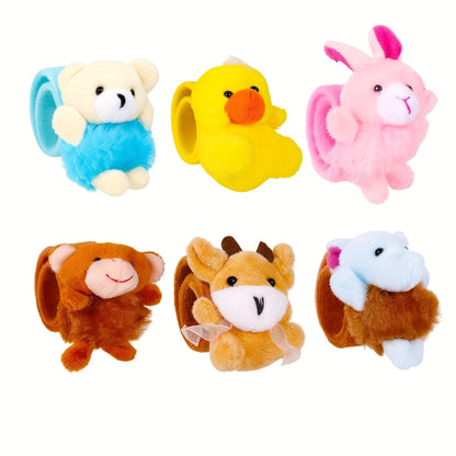 Stuffed Animal Slap Bracelets Bulk for Kids – Cute Plush Assorted Animal Bracelets for Party Favors, Classroom Prizes, Goodie Bag Fillers, Carnival Toys, Holiday Gifts (6/10/15/30 Pack)