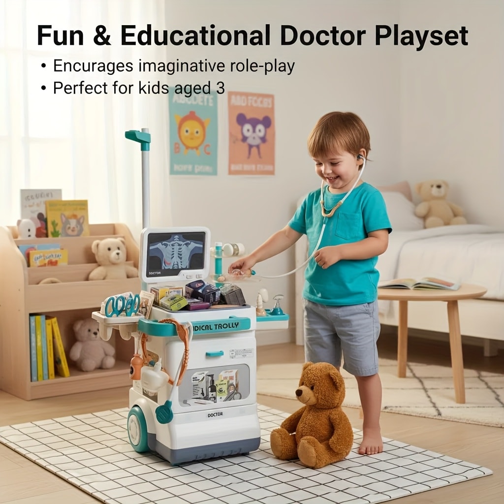 Kids Doctor Kit 25-Piece Pretend Play Medical Set with Stethoscope – Educational Toy for Boys & Girls Ages 3+, Fun Role Play Doctor Toy, Birthday Christmas Gift